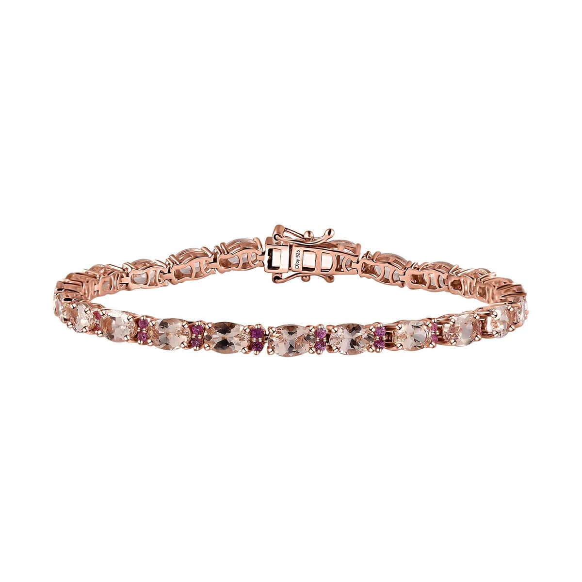 Premium Marropino Morganite and Madagascar Pink Sapphire Tennis Bracelet in Vermeil Rose Gold Over Sterling Silver (7.25 In) 10.50 ctw image number 0