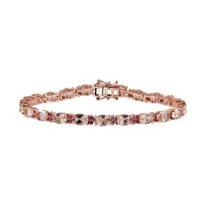 Premium Marropino Morganite and Madagascar Pink Sapphire Tennis Bracelet in Vermeil Rose Gold Over Sterling Silver (7.25 In) 10.50 ctw