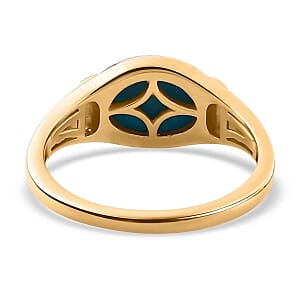 Sleeping Beauty Turquoise and White Zircon 1.66 ctw Ring in Vermeil Yellow Gold Over Sterling Silver (Size 11.5)