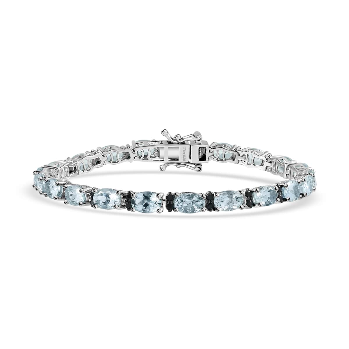 TLV Premium Mangoro Aquamarine, Kanchanaburi Blue Sapphire Tennis Bracelet in Platinum Over Sterling Silver (6.50 In) 9.30 ctw image number 0