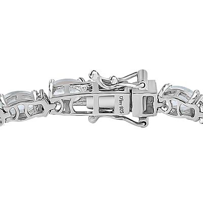 D'Joy Premium Mangoro Aquamarine and Kanchanaburi Blue Sapphire Tennis Bracelet in Platinum Over Sterling Silver (6.50 In) 9.30 ctw