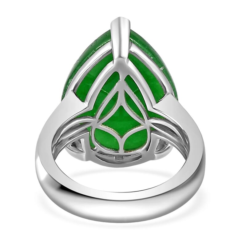 Green Jade (D) Solitaire Ring in Platinum Over Sterling Silver (Size 10.0) 16.15 ctw