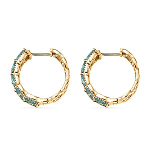 Betroka Blue Apatite Hoop Earrings in Vermeil Yellow Gold Over Sterling Silver 4.65 ctw