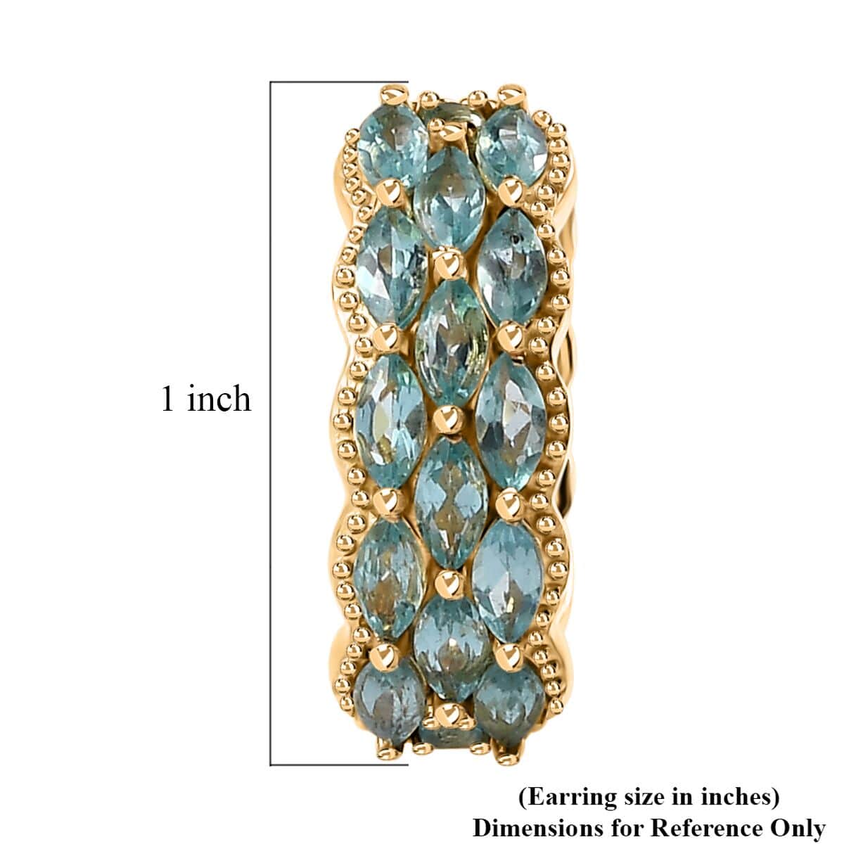 Betroka Blue Apatite Hoop Earrings in Vermeil Yellow Gold Over Sterling Silver 4.65 ctw image number 4