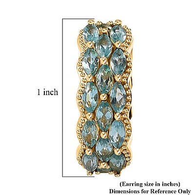 Betroka Blue Apatite Hoop Earrings in Vermeil Yellow Gold Over Sterling Silver 4.65 ctw