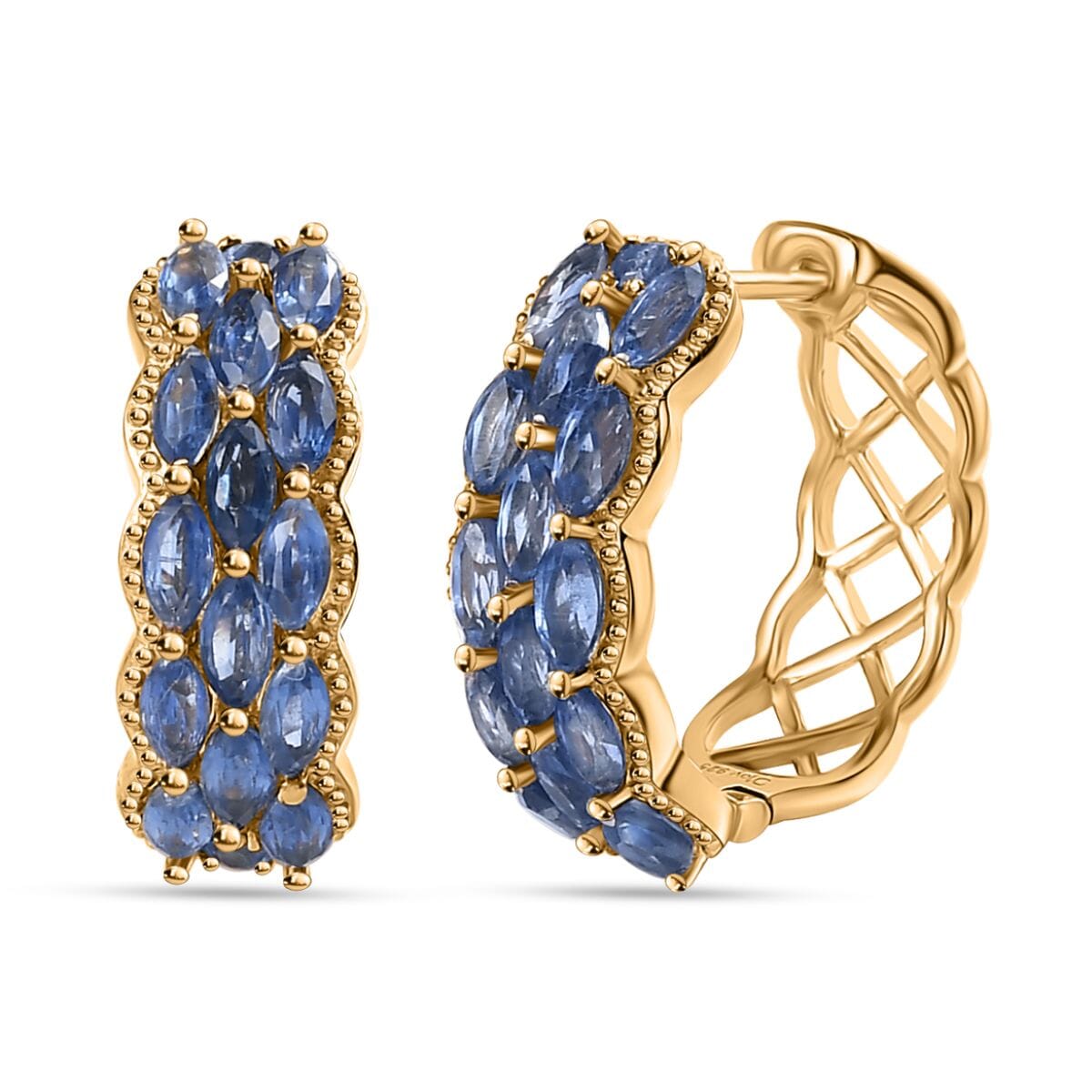 Kashmir Kyanite Hoop Earrings in Vermeil Yellow Gold Over Sterling Silver 6.60 ctw image number 0