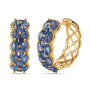 Kashmir Kyanite Hoop Earrings in Vermeil Yellow Gold Over Sterling Silver 6.60 ctw