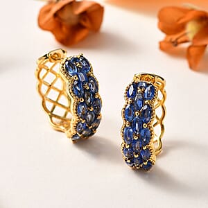 Kashmir Kyanite Hoop Earrings in Vermeil Yellow Gold Over Sterling Silver 6.60 ctw