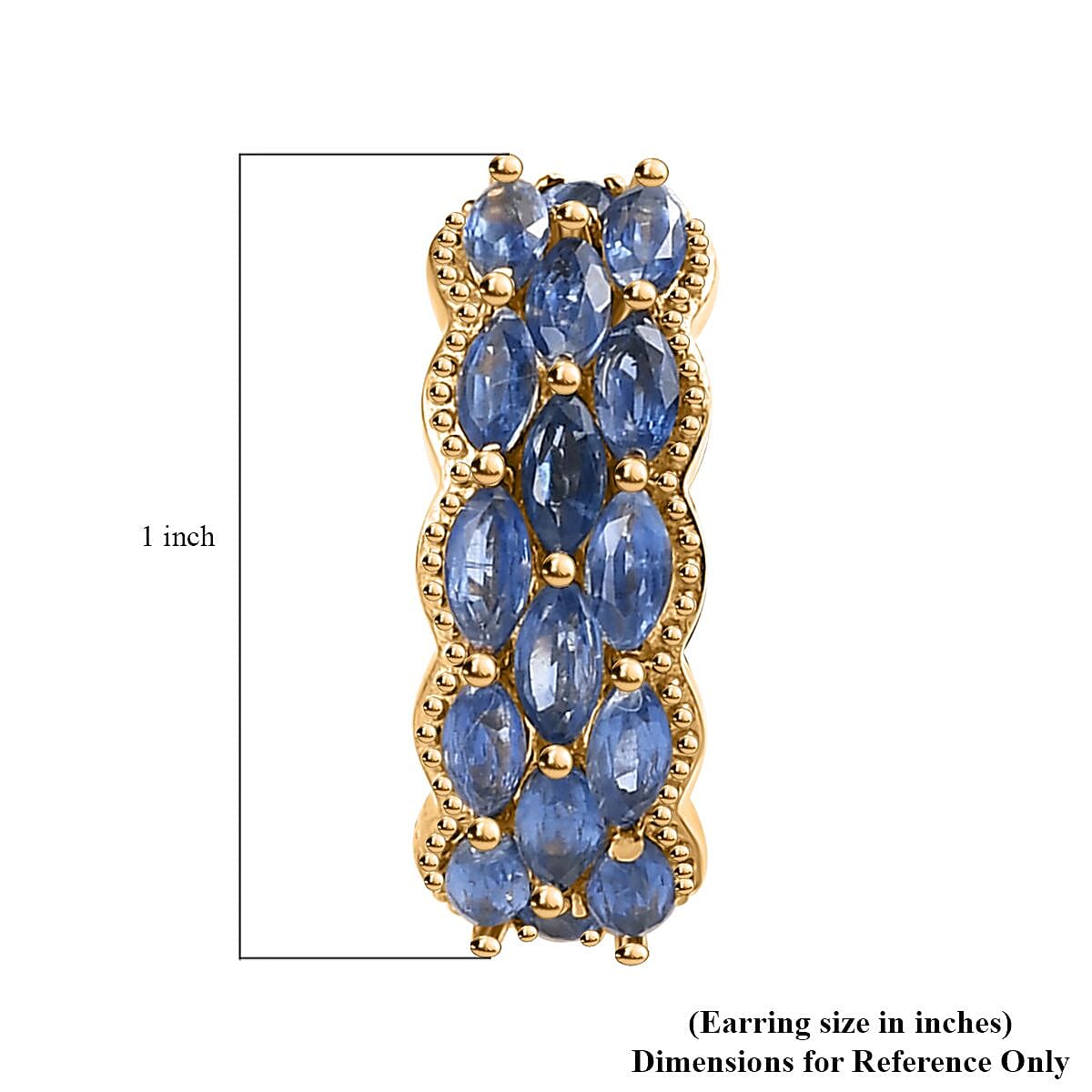Kashmir Kyanite Hoop Earrings in Vermeil Yellow Gold Over Sterling Silver 6.60 ctw