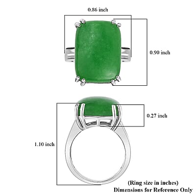 Green Jade (D) Solitaire Ring in Platinum Over Sterling Silver (Size 10.0) 20.00 ctw