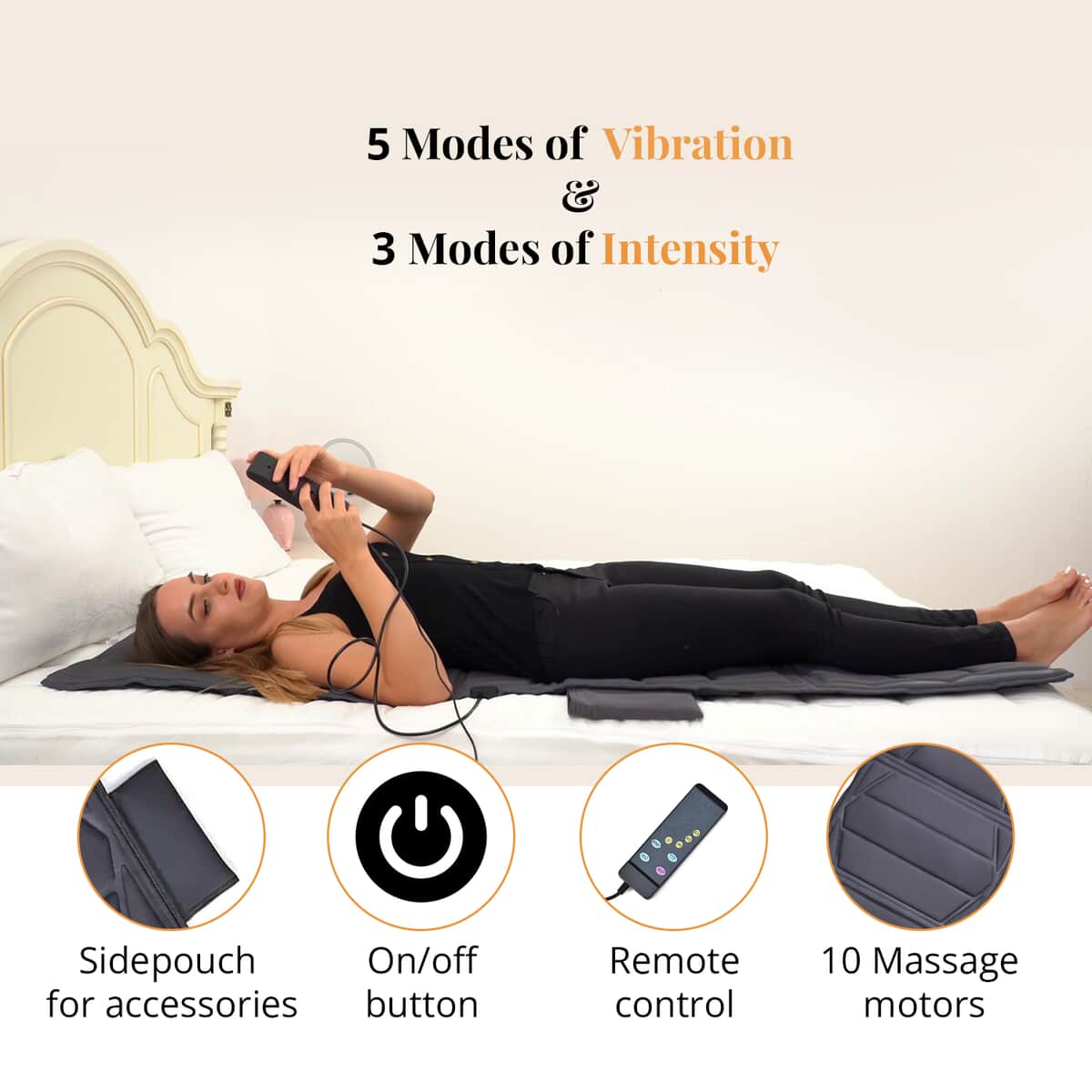 Gray Full Body Heat Massage Mat with 10 Vibration Motors image number 1