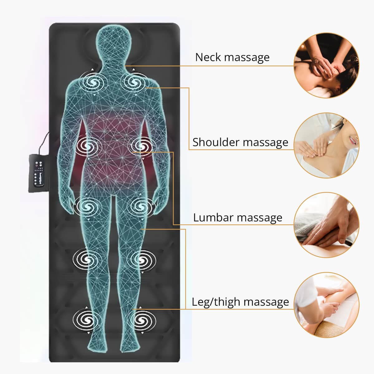 Gray Full Body Heat Massage Mat with 10 Vibration Motors image number 2