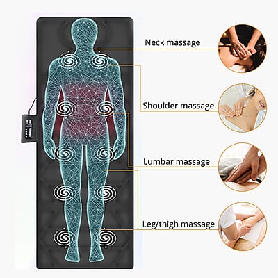 Gray Full Body Heat Massage Mat with 10 Vibration Motors