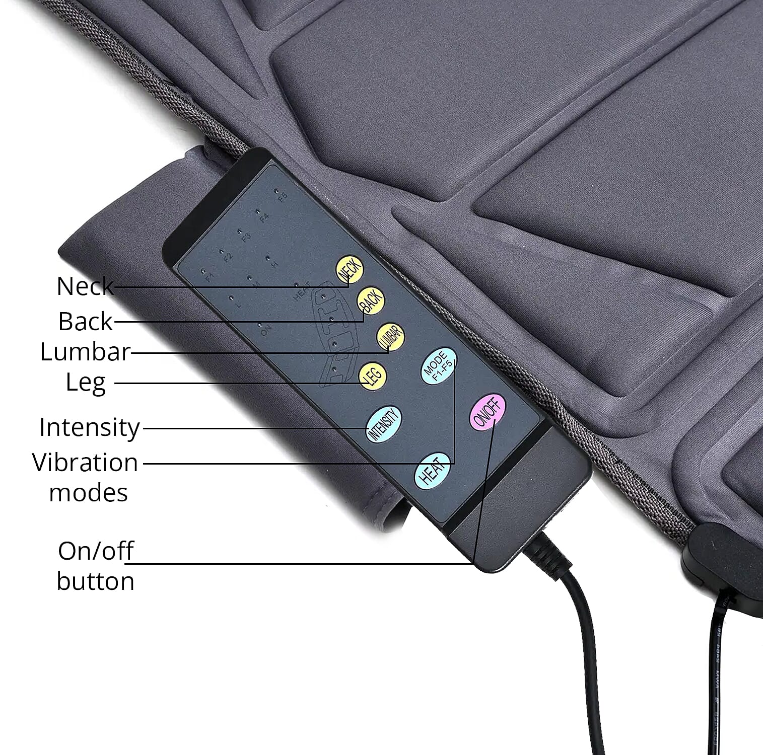 Gray Full Body Heat Massage Mat with 10 Vibration Motors