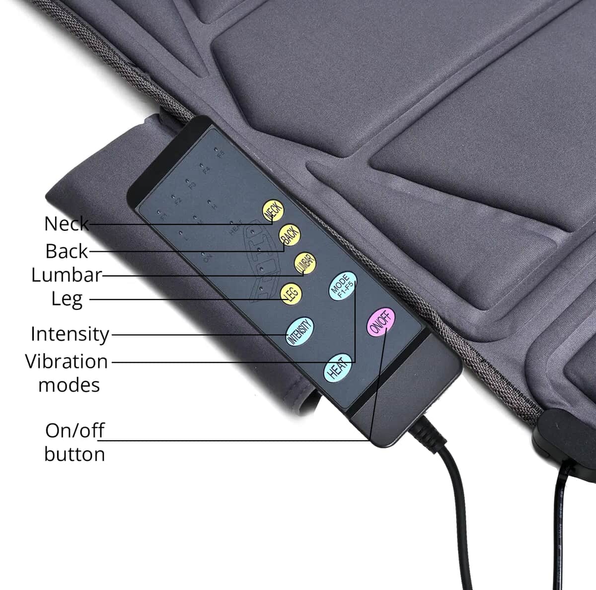 Gray Full Body Heat Massage Mat with 10 Vibration Motors image number 4