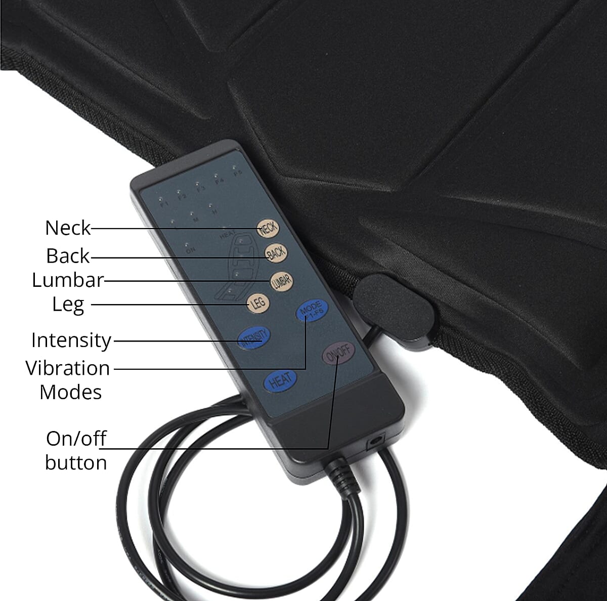 Black Full Body Heat Massage Mat with 10 Vibration Motors image number 4