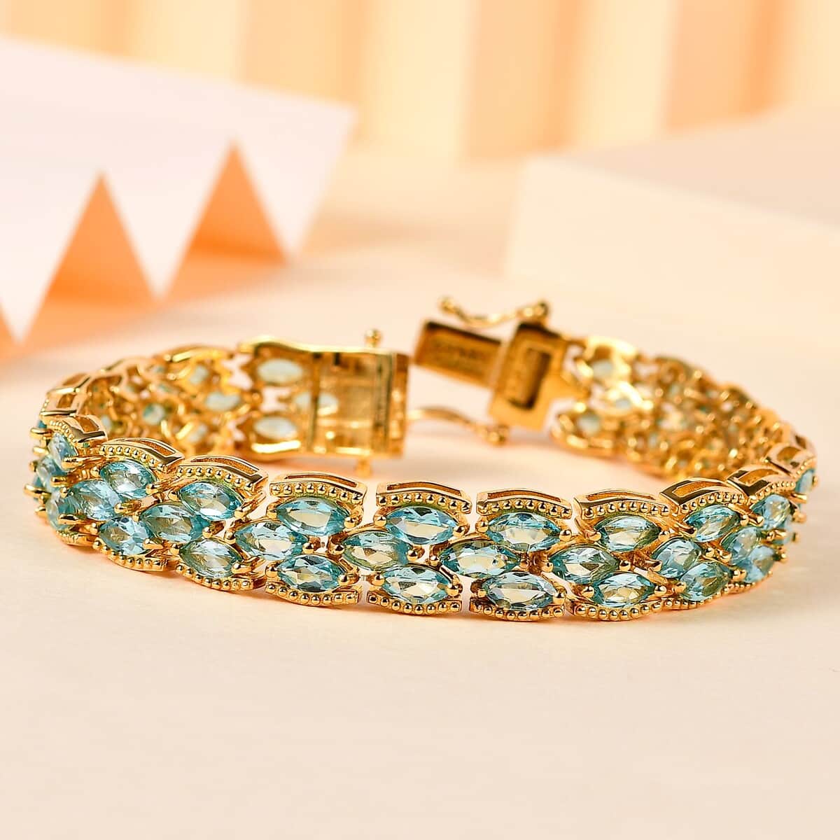 Betroka Blue Apatite Bracelet in Vermeil Yellow Gold Over Sterling Silver (6.50 In) 14.90 ctw image number 1