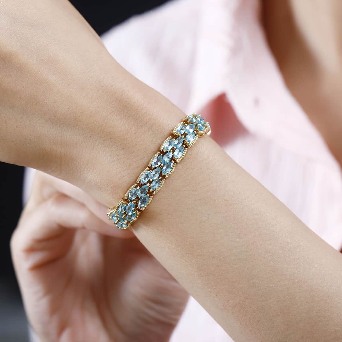 Betroka Blue Apatite Bracelet in Vermeil Yellow Gold Over Sterling Silver (6.50 In) 14.90 ctw image number 2