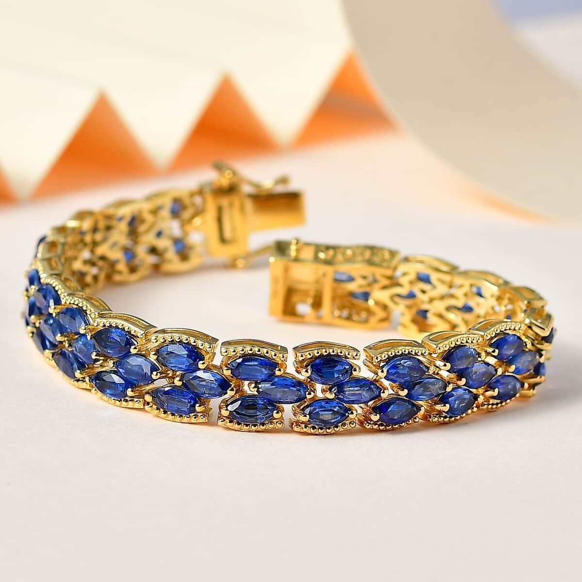 Kashmir Kyanite Bracelet in Vermeil Yellow Gold Over Sterling Silver (7.25 In) 24.25 ctw image number 1