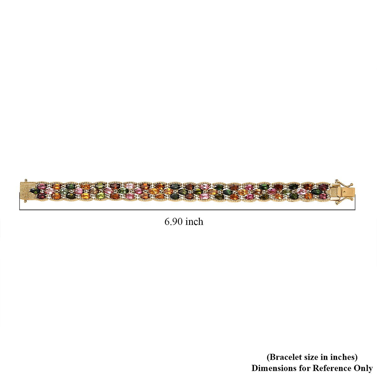 Multi-Tourmaline Bracelet in Vermeil Yellow Gold Over Sterling Silver (6.50 In) 12.60 ctw image number 4