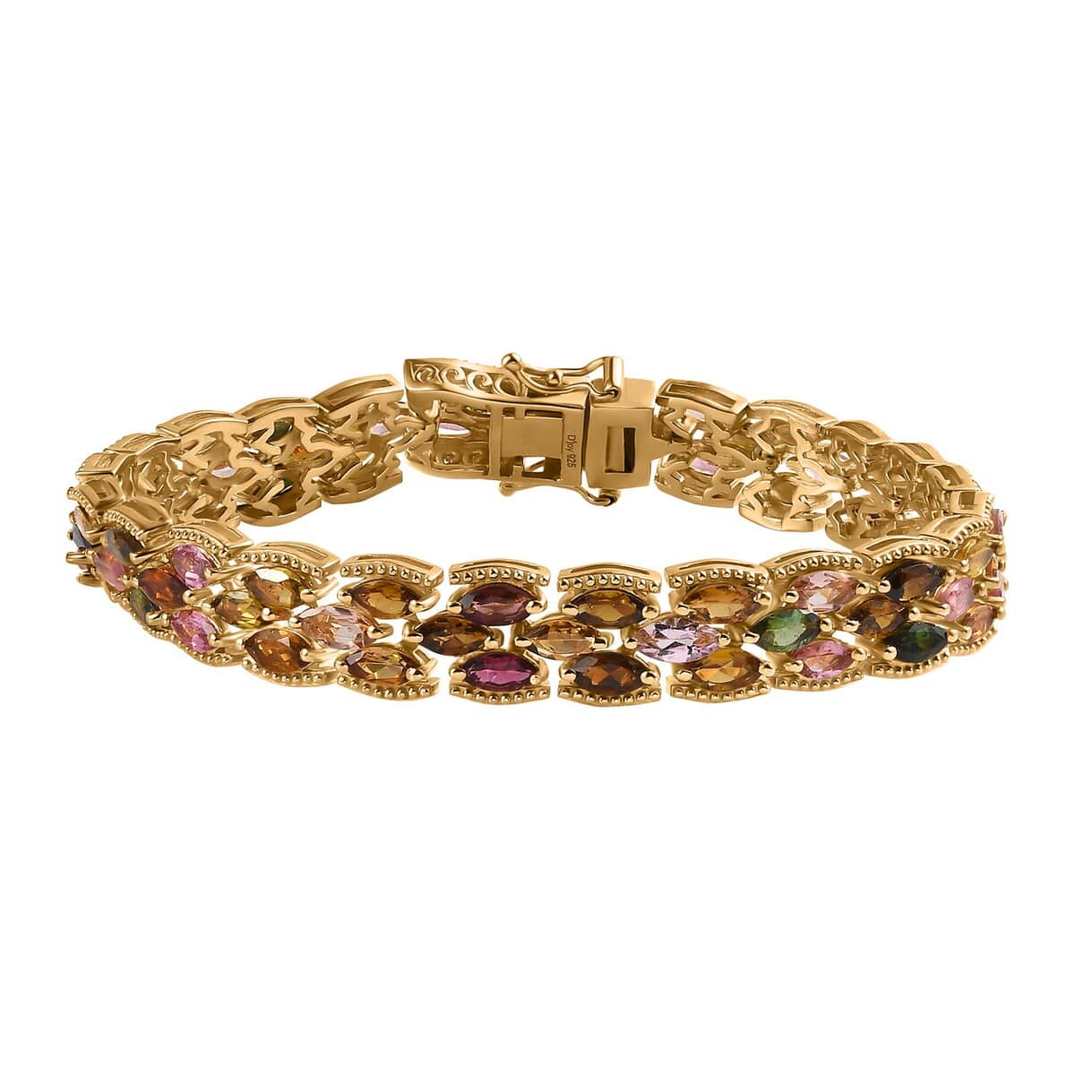 Multi-Tourmaline Bracelet in Vermeil Yellow Gold Over Sterling Silver (7.25 In) 15.00 ctw image number 0