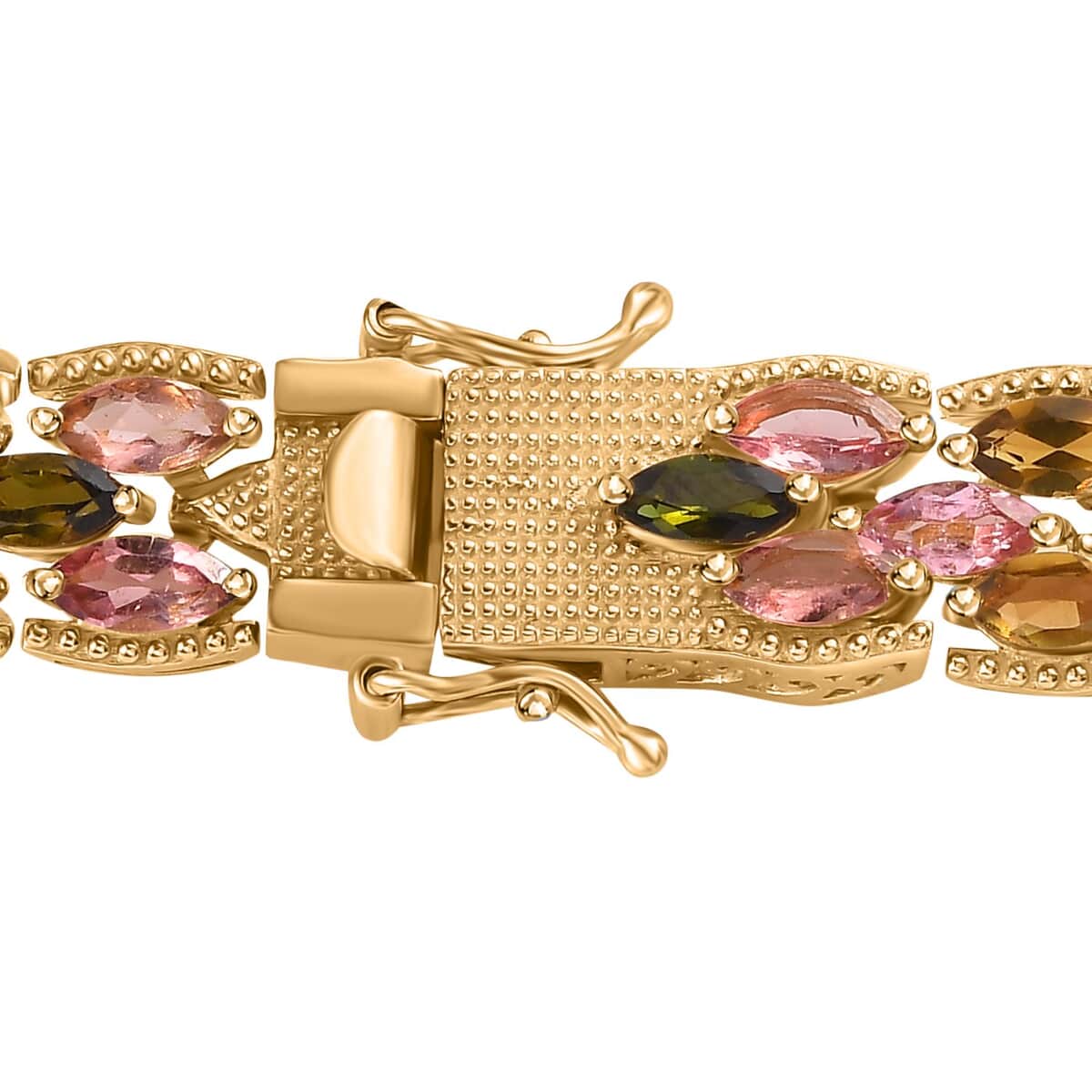 Multi-Tourmaline Bracelet in Vermeil Yellow Gold Over Sterling Silver (7.25 In) 15.00 ctw image number 3