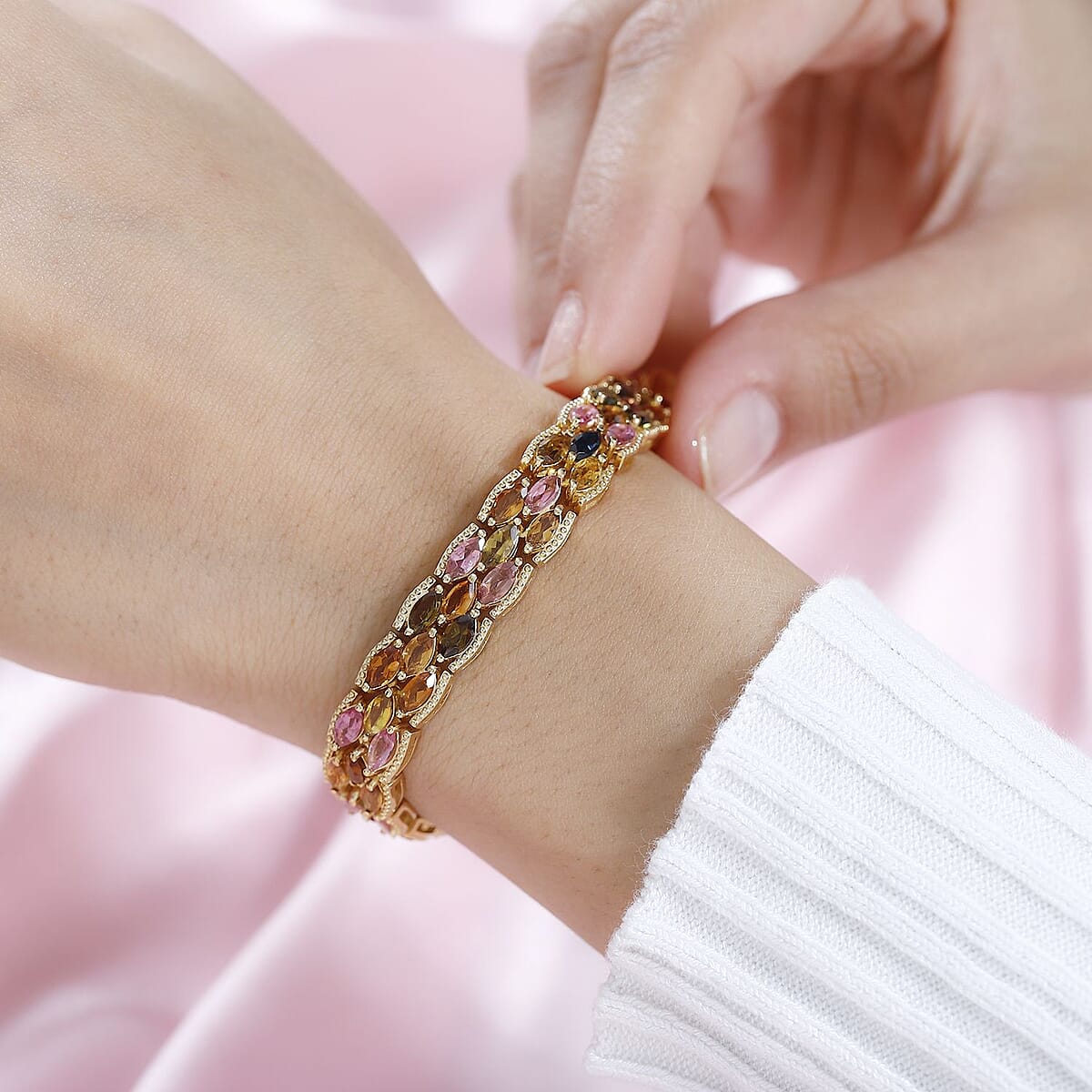 Multi-Tourmaline Bracelet in Vermeil Yellow Gold Over Sterling Silver (8.00 In) 16.35 ctw image number 2