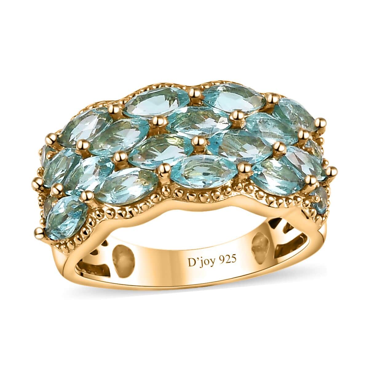 Betroka Blue Apatite Cluster Ring in Vermeil Yellow Gold Over Sterling Silver 3.15 ctw image number 0