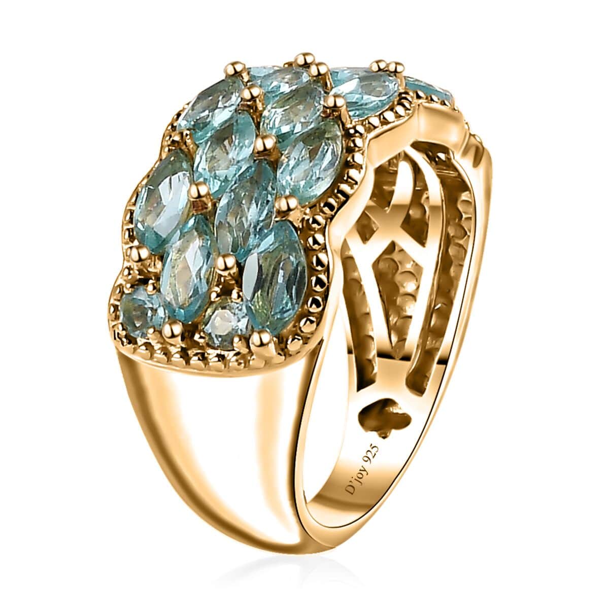 Betroka Blue Apatite Cluster Ring in Vermeil Yellow Gold Over Sterling Silver 3.15 ctw image number 3