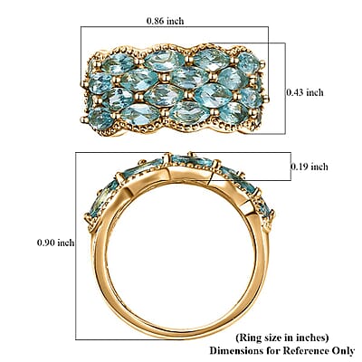 Madagascar Paraiba Apatite Cluster Ring in Vermeil Yellow Gold Over Sterling Silver (Size 10.0) 3.15 ctw