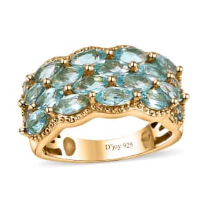 Betroka Blue Apatite Cluster Ring in Vermeil Yellow Gold Over Sterling Silver (Size 7.0) 3.15 ctw