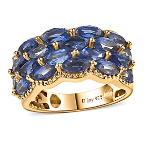 Kashmir Kyanite 4.00 ctw Cluster Ring in Vermeil Yellow Gold Over Sterling Silver (Size 10.0)