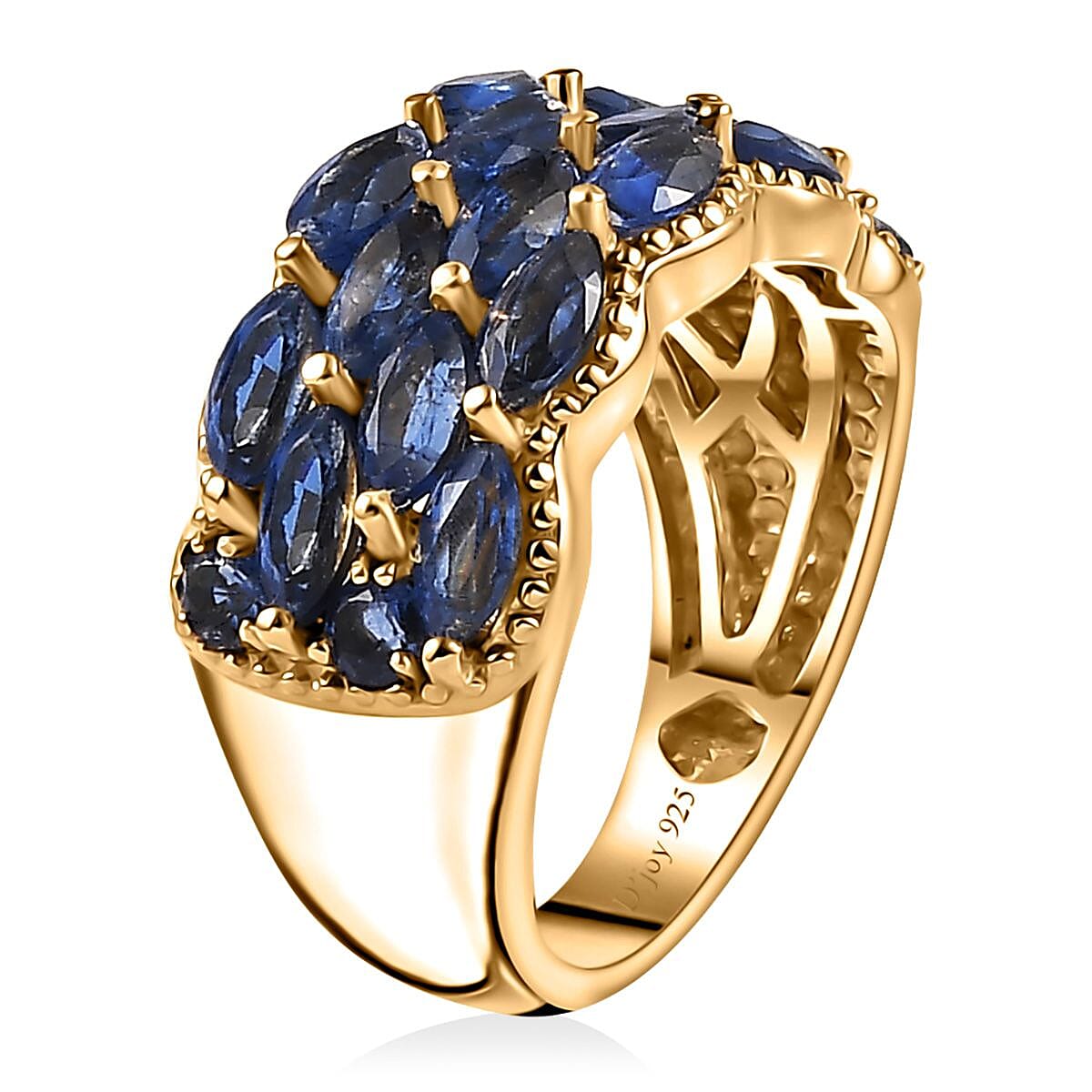 Kashmir Kyanite 4.00 ctw Cluster Ring in Vermeil Yellow Gold Over Sterling Silver (Size 10.0) image number 3