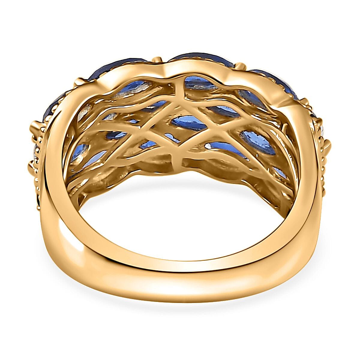 Kashmir Kyanite 4.00 ctw Cluster Ring in Vermeil Yellow Gold Over Sterling Silver (Size 10.0) image number 4