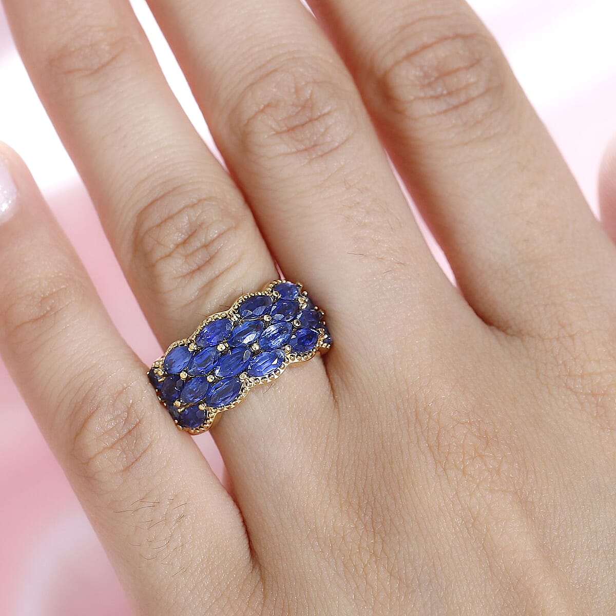 Kashmir Kyanite Cluster Ring in Vermeil Yellow Gold Over Sterling Silver (Size 7.0) 4.00 ctw image number 2
