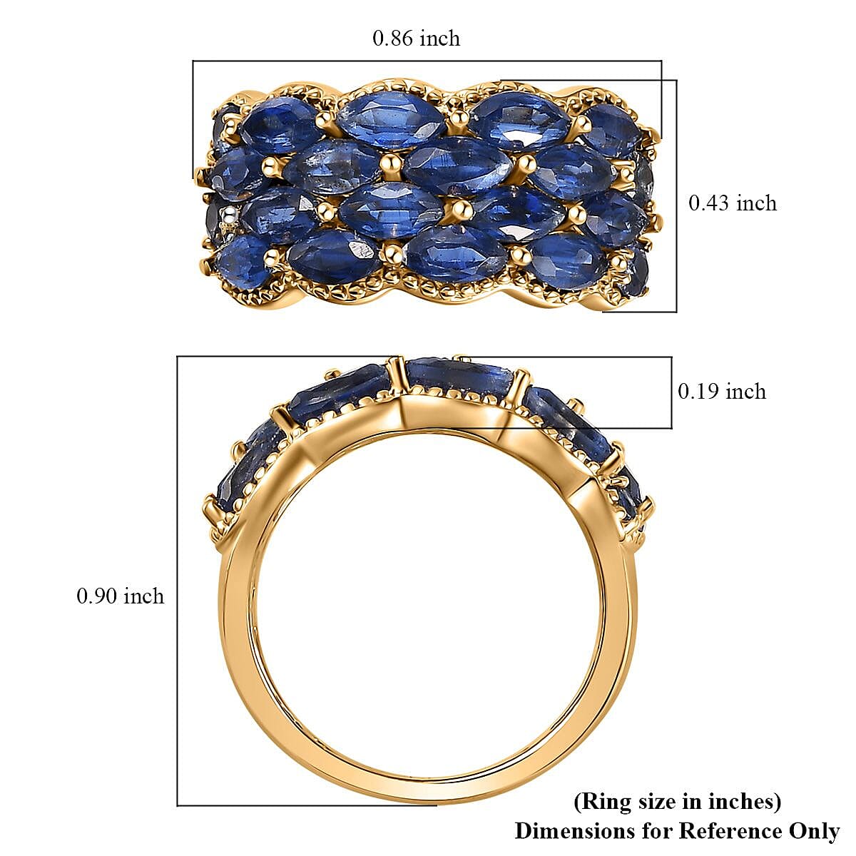 Kashmir Kyanite Cluster Ring in Vermeil Yellow Gold Over Sterling Silver (Size 7.0) 4.00 ctw image number 5