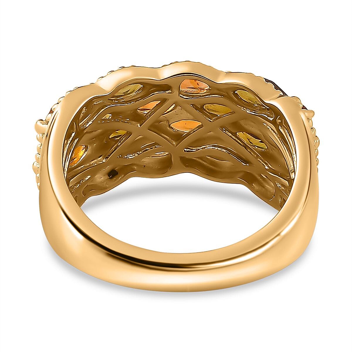 Multi-Tourmaline Cluster Ring in Vermeil Yellow Gold Over Sterling Silver (Size 8.0) 2.25 ctw image number 4