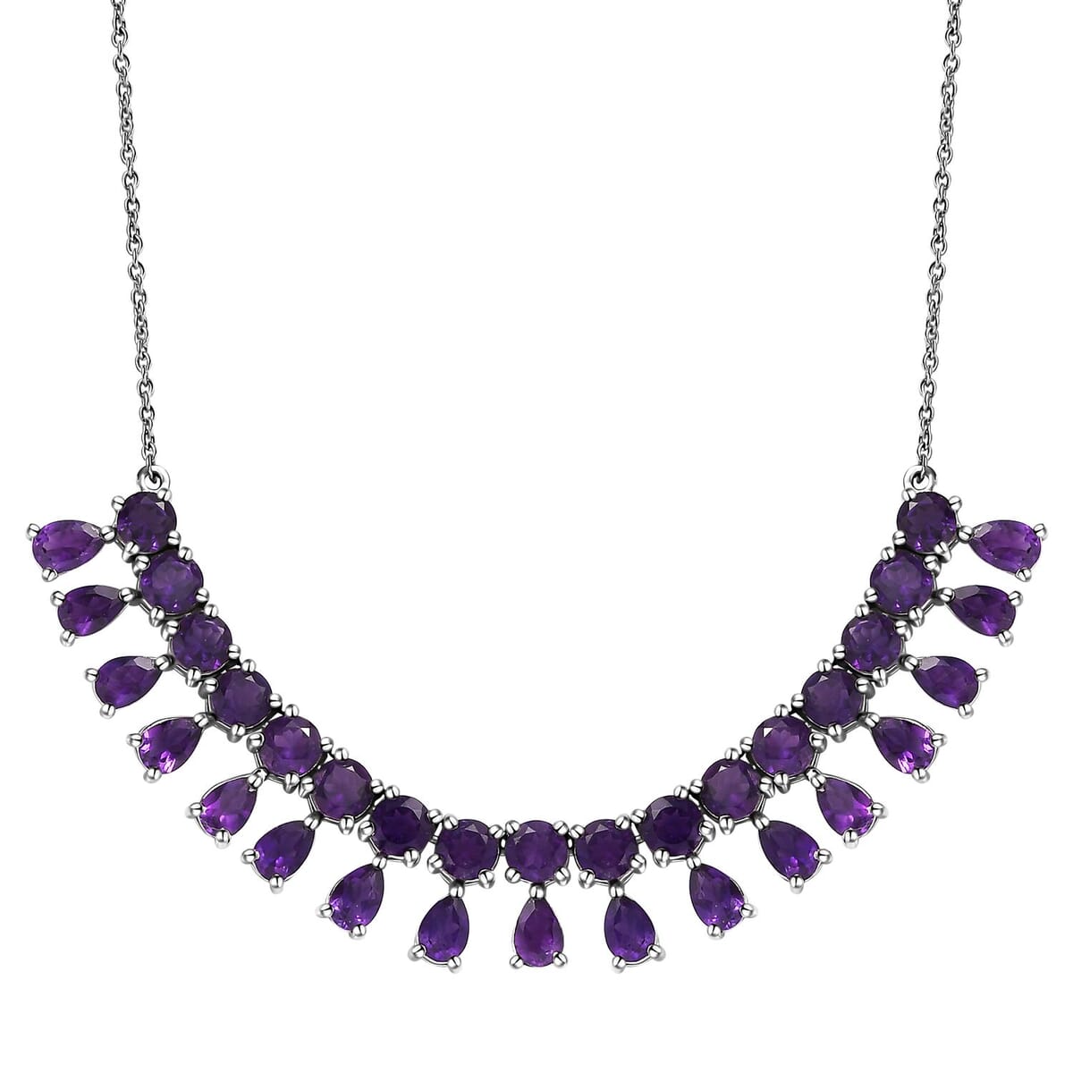 African Amethyst Necklace 18-20 Inches in Platinum Over Sterling Silver 14.50 ctw image number 0