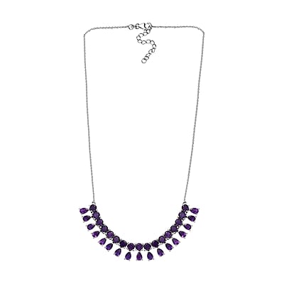 D'Joy African Amethyst Necklace 18-20 Inches in Platinum Over Sterling Silver 14.50 ctw