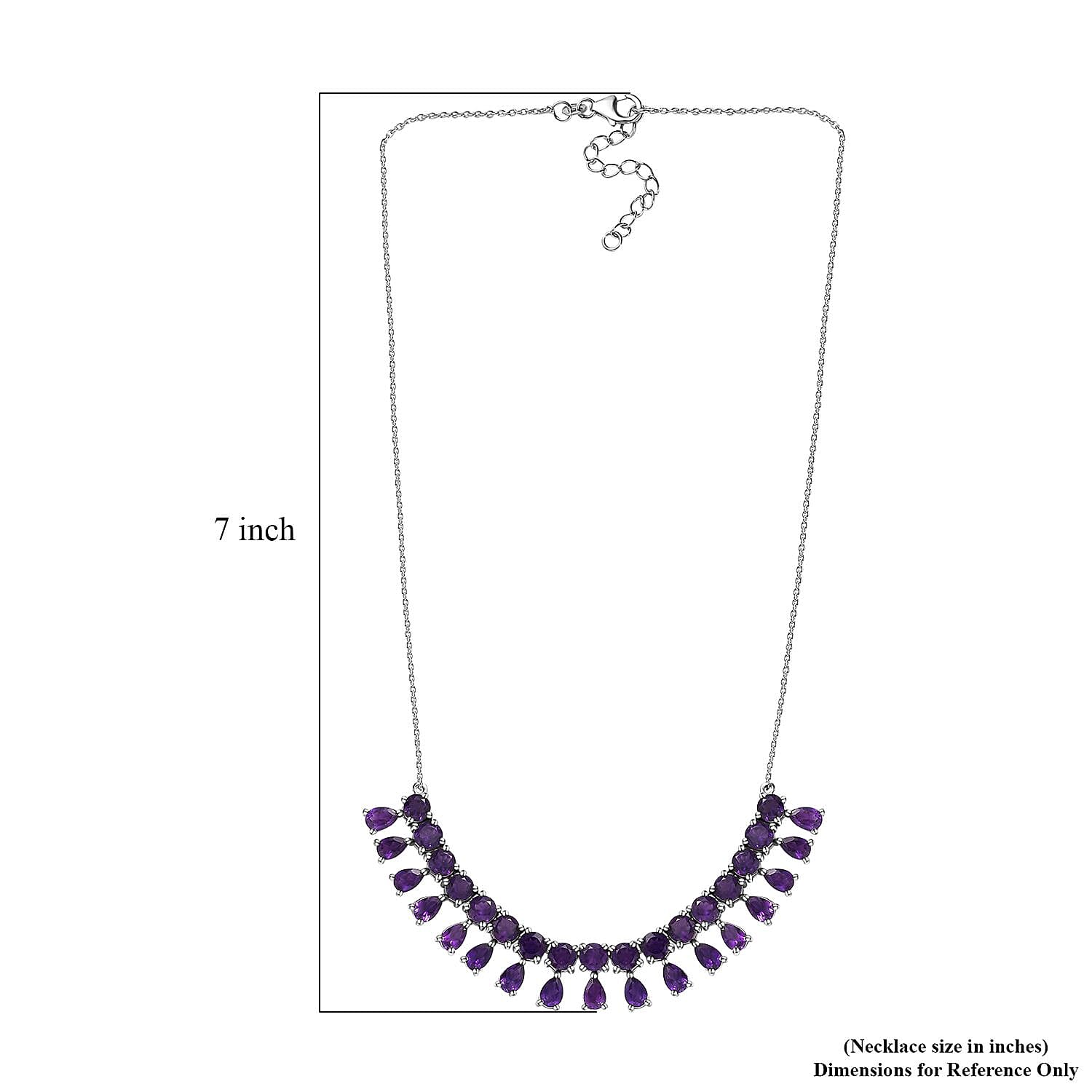D'Joy African Amethyst Necklace 18-20 Inches in Platinum Over Sterling Silver 14.50 ctw