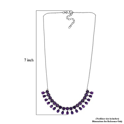 D'Joy African Amethyst Necklace 18-20 Inches in Platinum Over Sterling Silver 14.50 ctw