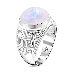 Rainbow Moonstone 11.85 ctw Ring in Sterling Silver (Size 5.5)