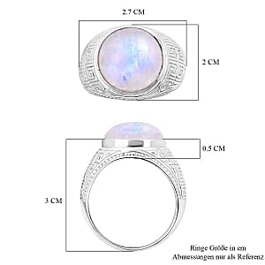 Rainbow Moonstone 11.85 ctw Ring in Sterling Silver (Size 5.5)