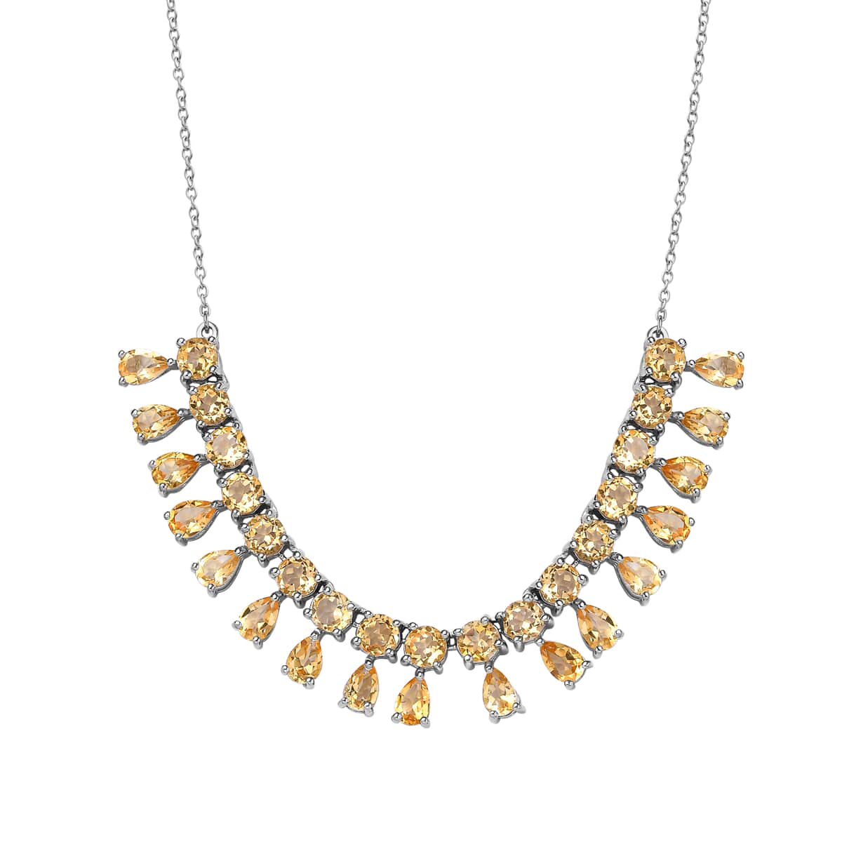 Brazilian Citrine Necklace 18-20 Inches in Platinum Over Sterling Silver 14.10 ctw image number 0