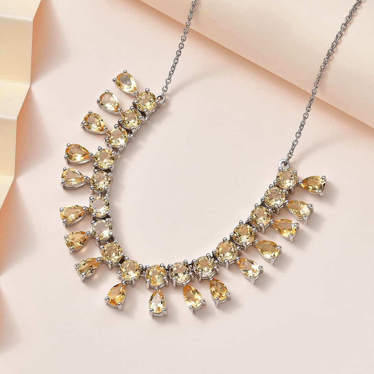 Brazilian Citrine Necklace 18-20 Inches in Platinum Over Sterling Silver 14.10 ctw image number 1