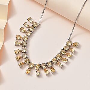 Brazilian Citrine Necklace 18-20 Inches in Platinum Over Sterling Silver 14.10 ctw