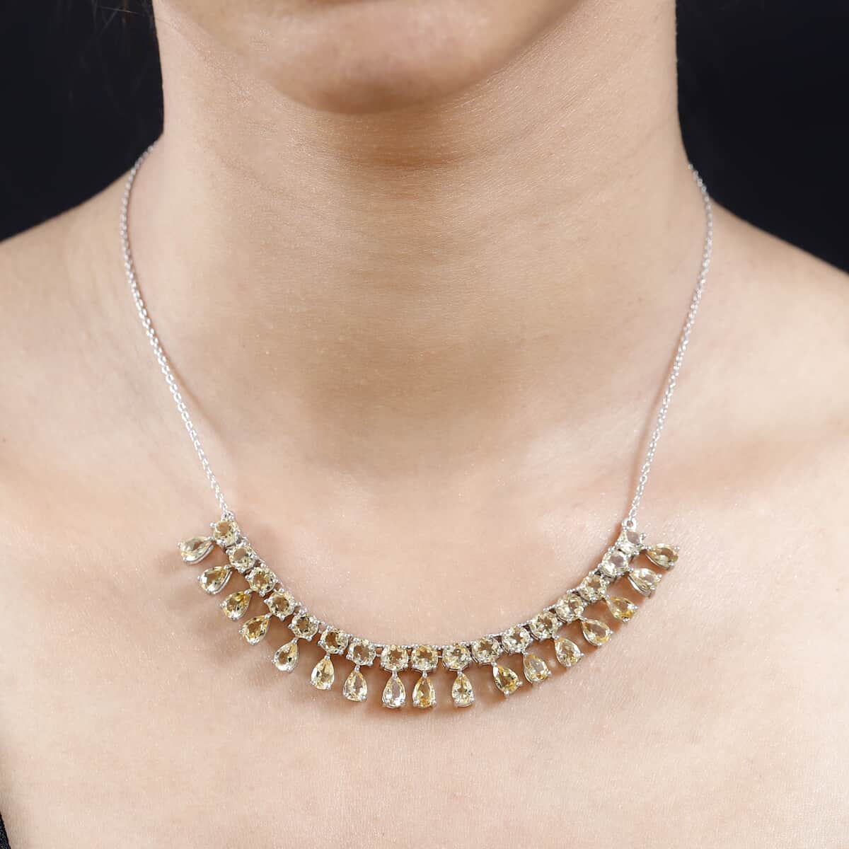 Brazilian Citrine Necklace 18-20 Inches in Platinum Over Sterling Silver 14.10 ctw image number 2