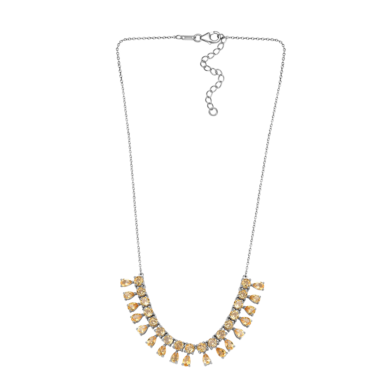 Brazilian Citrine Necklace 18-20 Inches in Platinum Over Sterling Silver 14.10 ctw