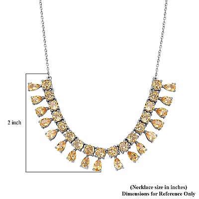 Brazilian Citrine Necklace 18-20 Inches in Platinum Over Sterling Silver 14.10 ctw