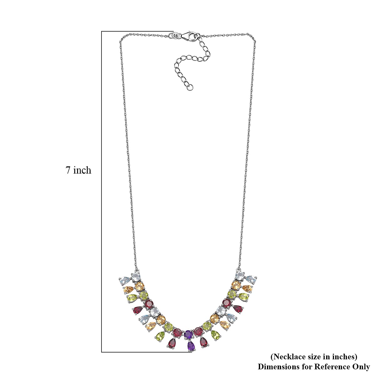 Multi Gemstone Necklace 18-20 Inches in Platinum Over Sterling Silver 16.90 ctw image number 5